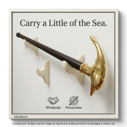 Brass dolphin handle walking stick wholesale