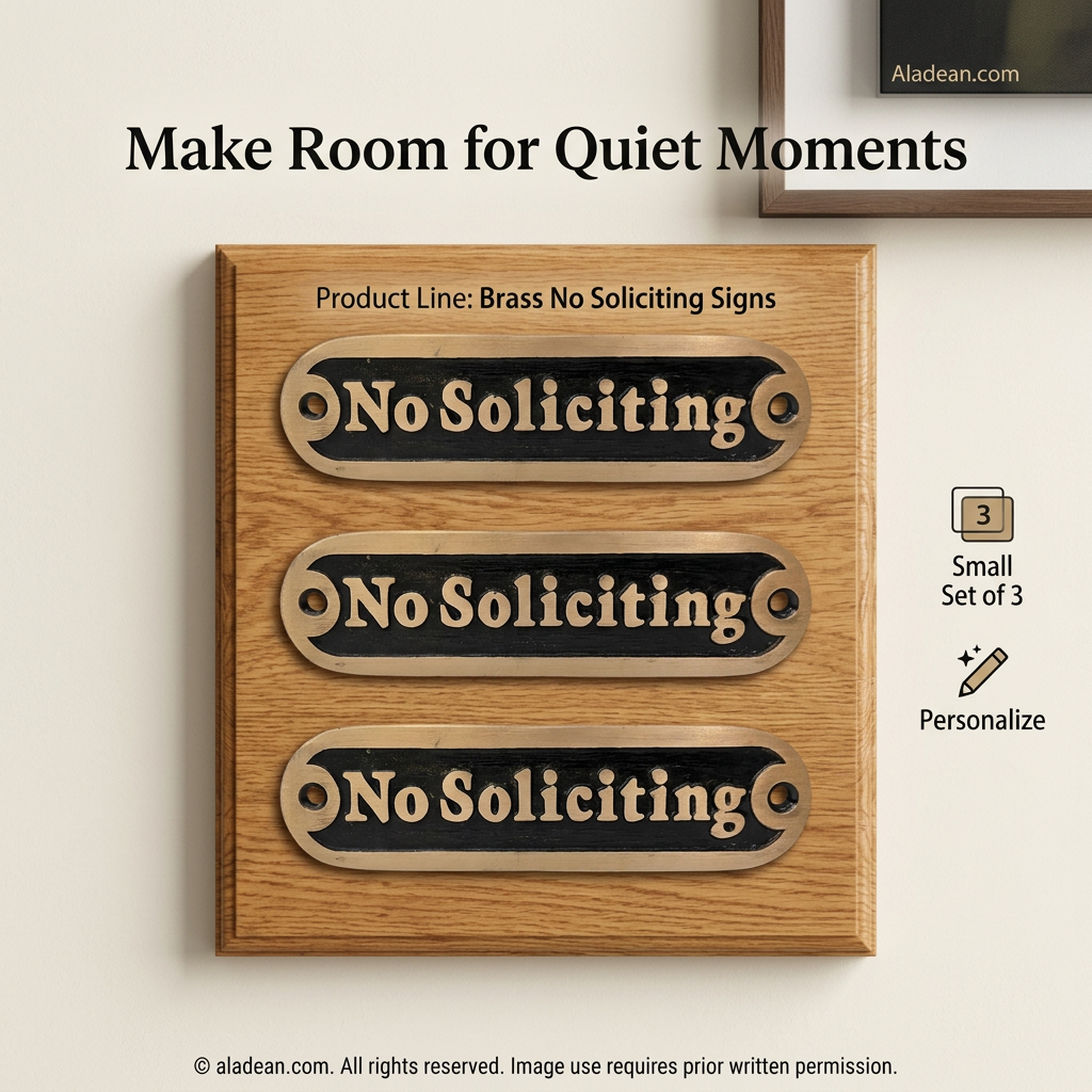 Brass No Soliciting signs set of three
