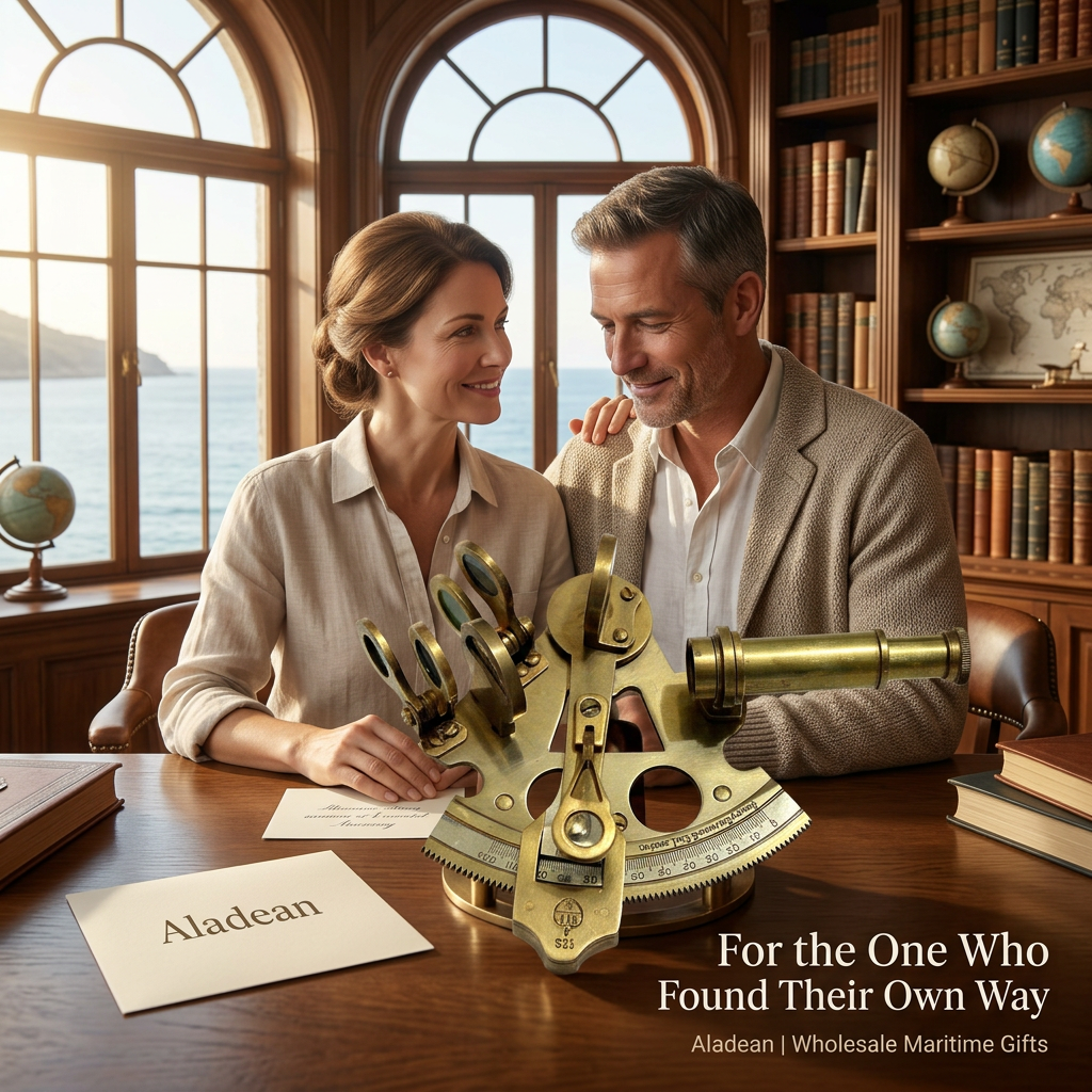 Brass sextant gift lifestyle ad