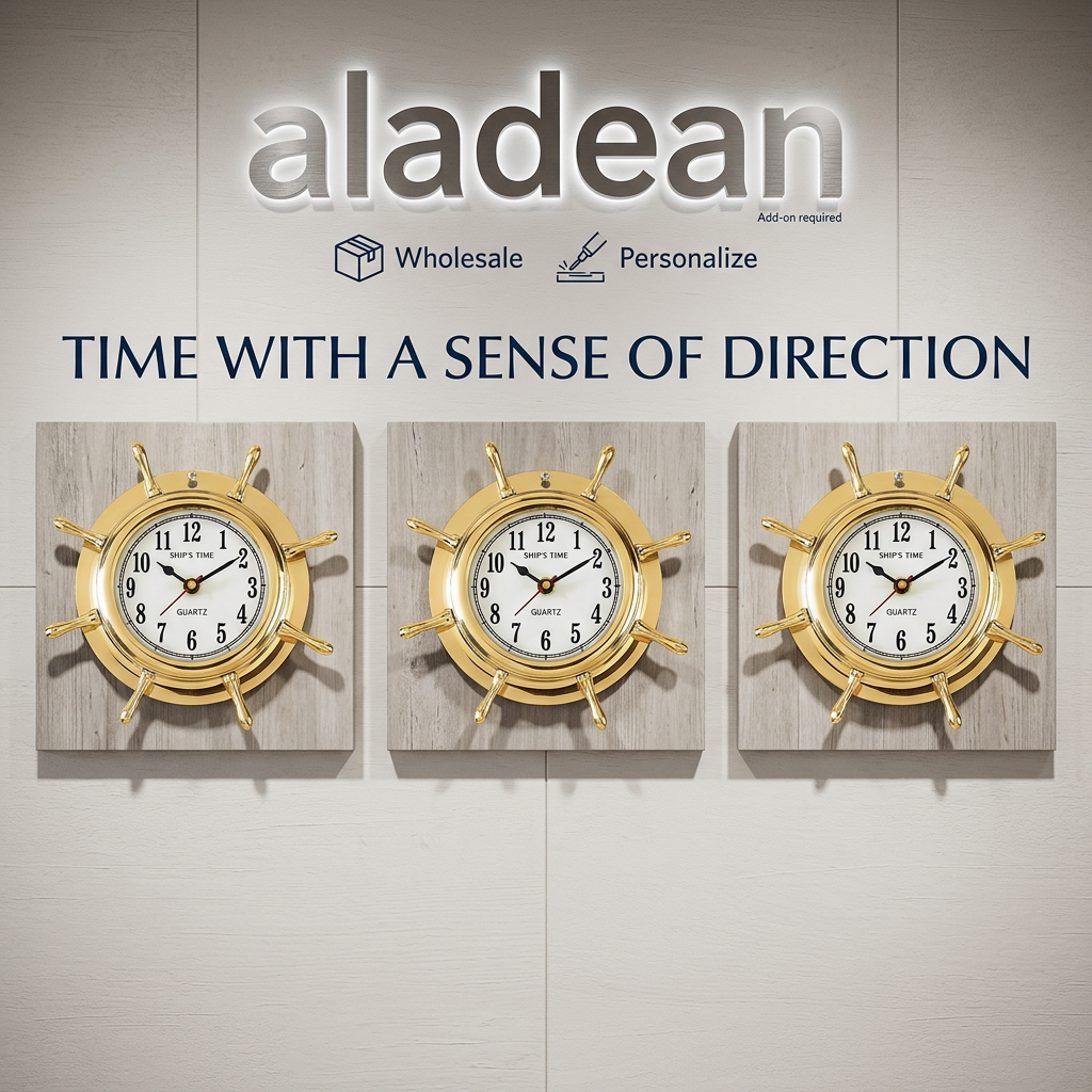 Brass ship wheel clock wholesale supplier