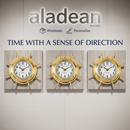 Brass ship wheel clock wholesale supplier