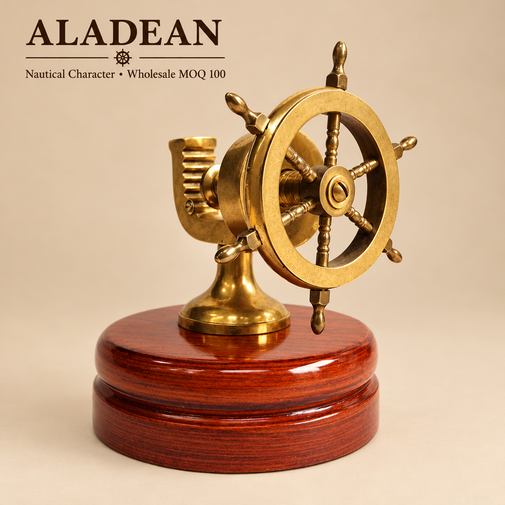 Brass ship wheel nutcracker wholesale hero
