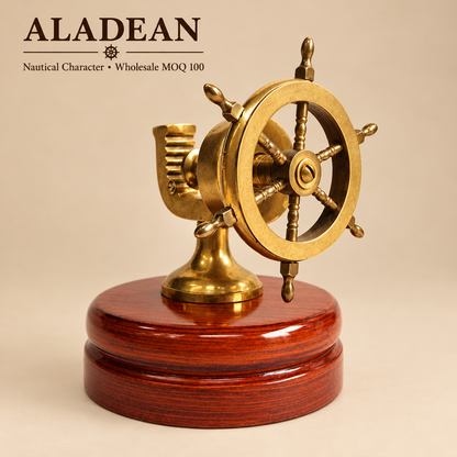 Brass ship wheel nutcracker wholesale hero