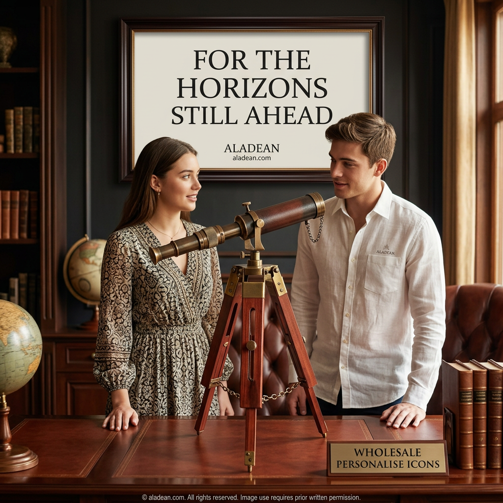 Brass telescope with wooden tabletop tripod