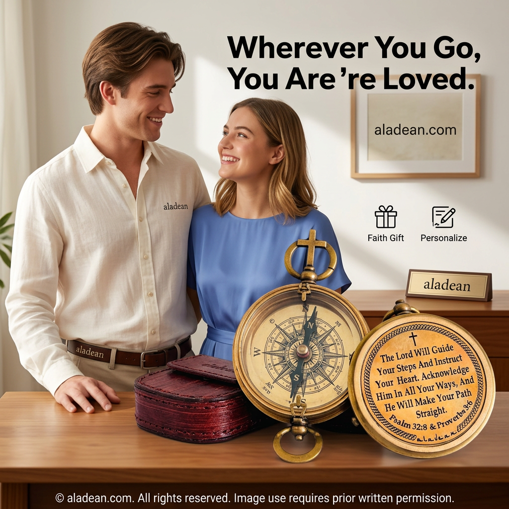 Christian brass compass graduation gift ad