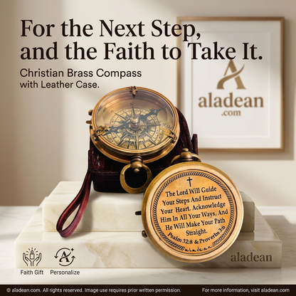 Christian brass compass retail product ad