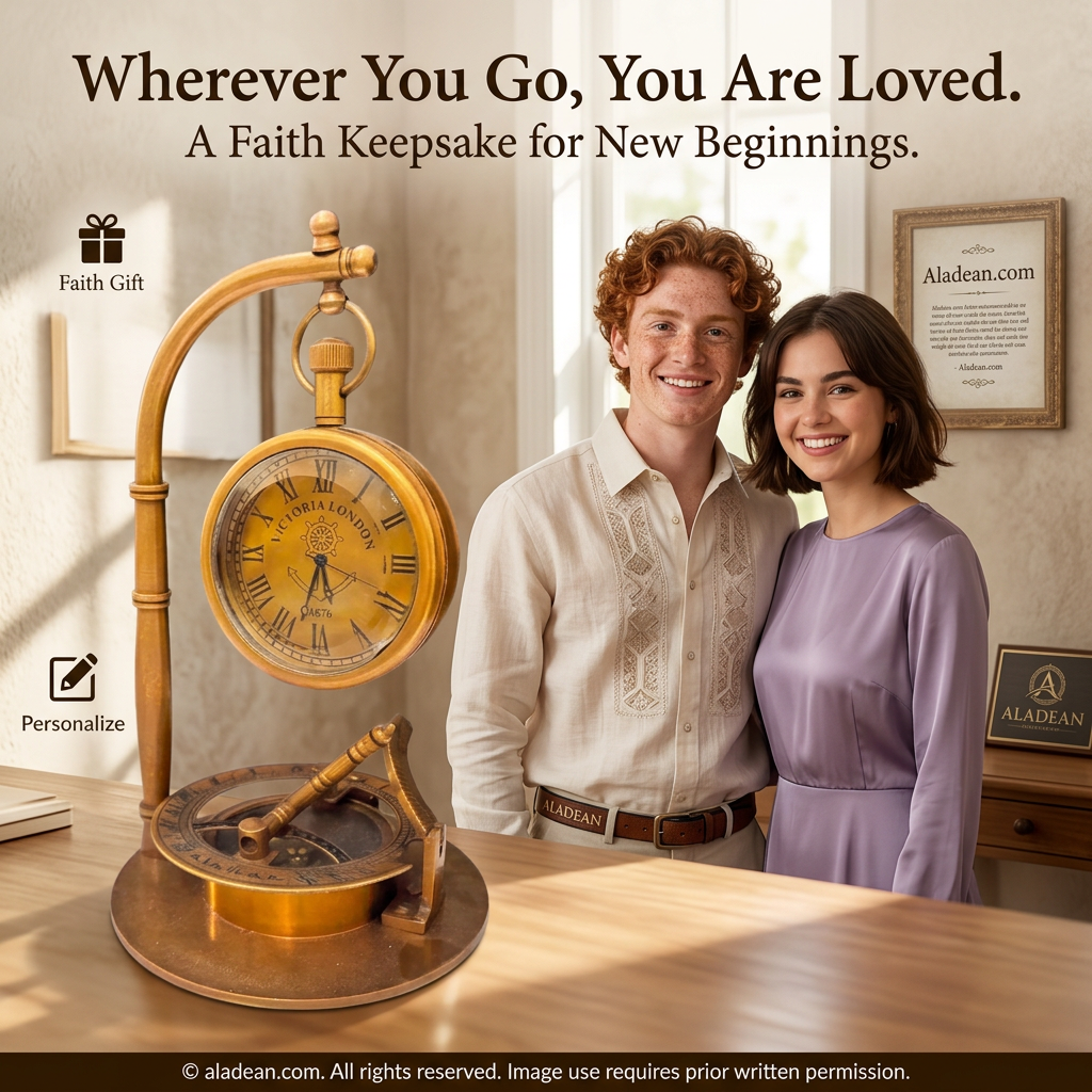 Christian brass desk clock graduation gift ad