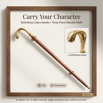 Cobra brass handle walking cane product preview