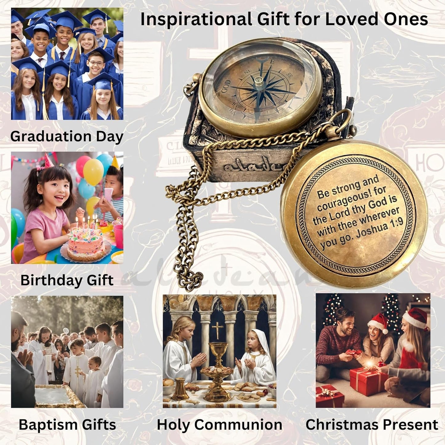Gott führe mich Messingkompass Religiöses Geschenk des Glaubens Katholische christliche Geschenke