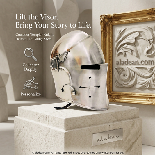 Crusader Templar knight helmet retail product ad