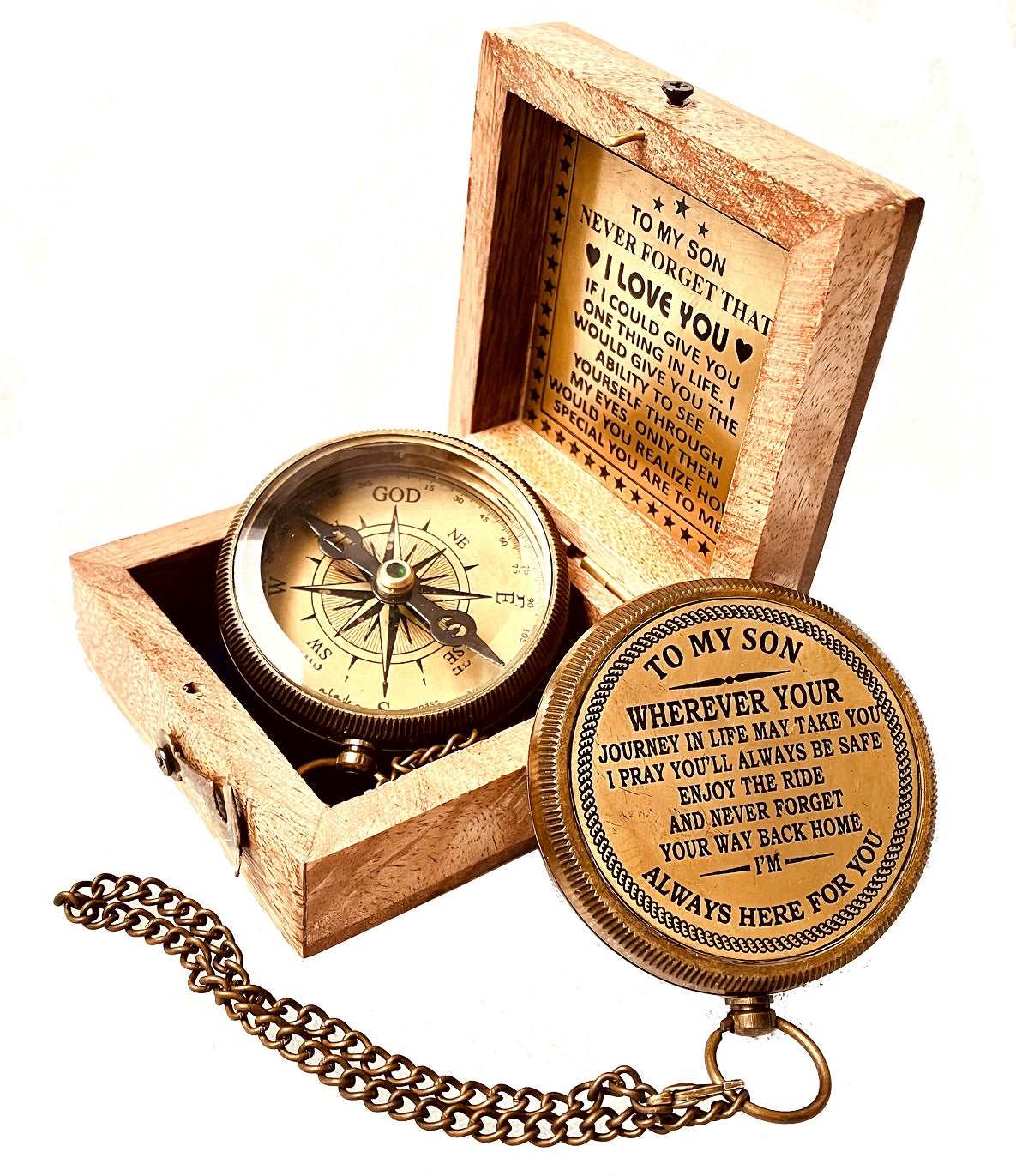 Inspiration gift for son from mom dad - Engraved compass with meaningful quote