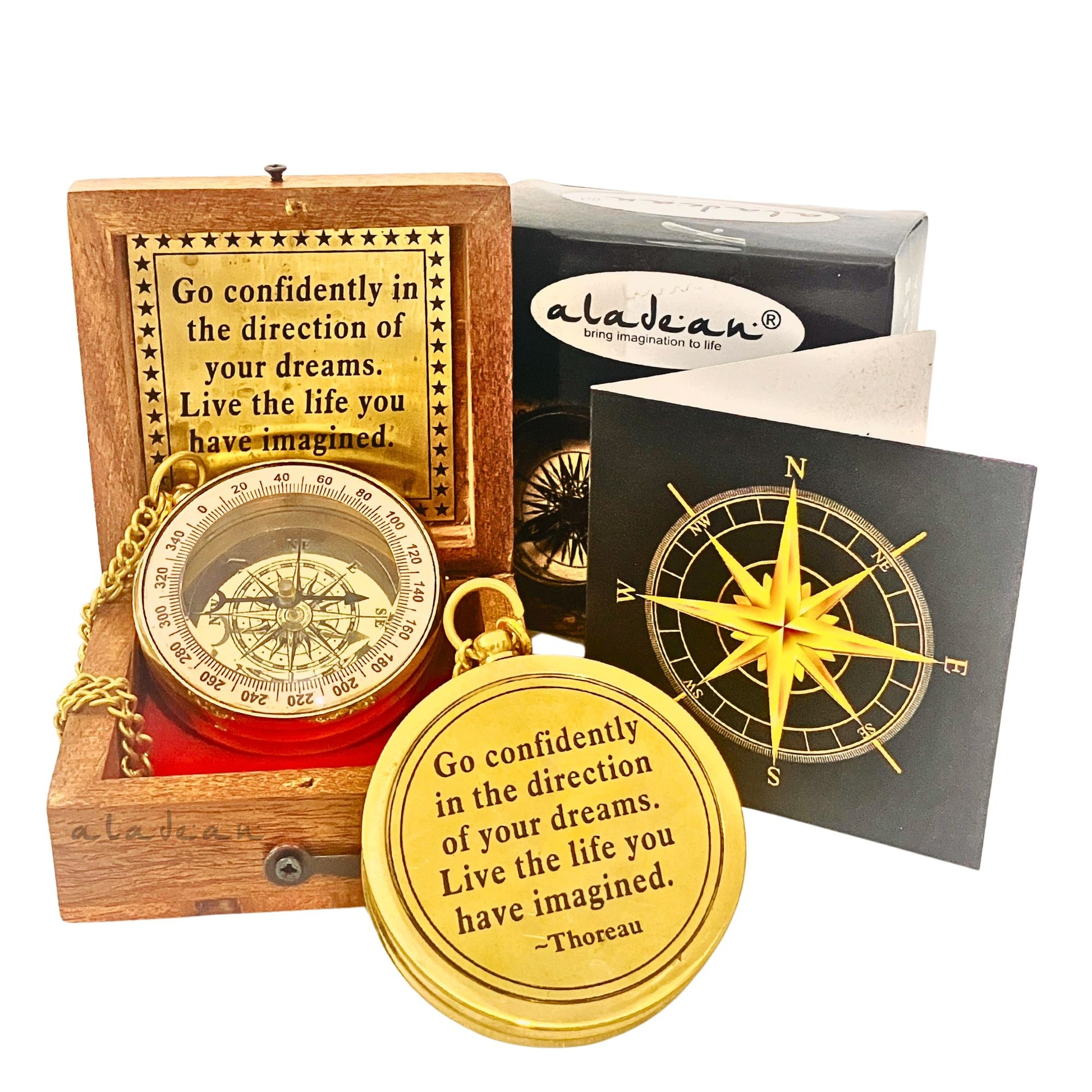 Thoreaus Go Confidently Quote Engraved Brass Compass Nigeria | Ubuy