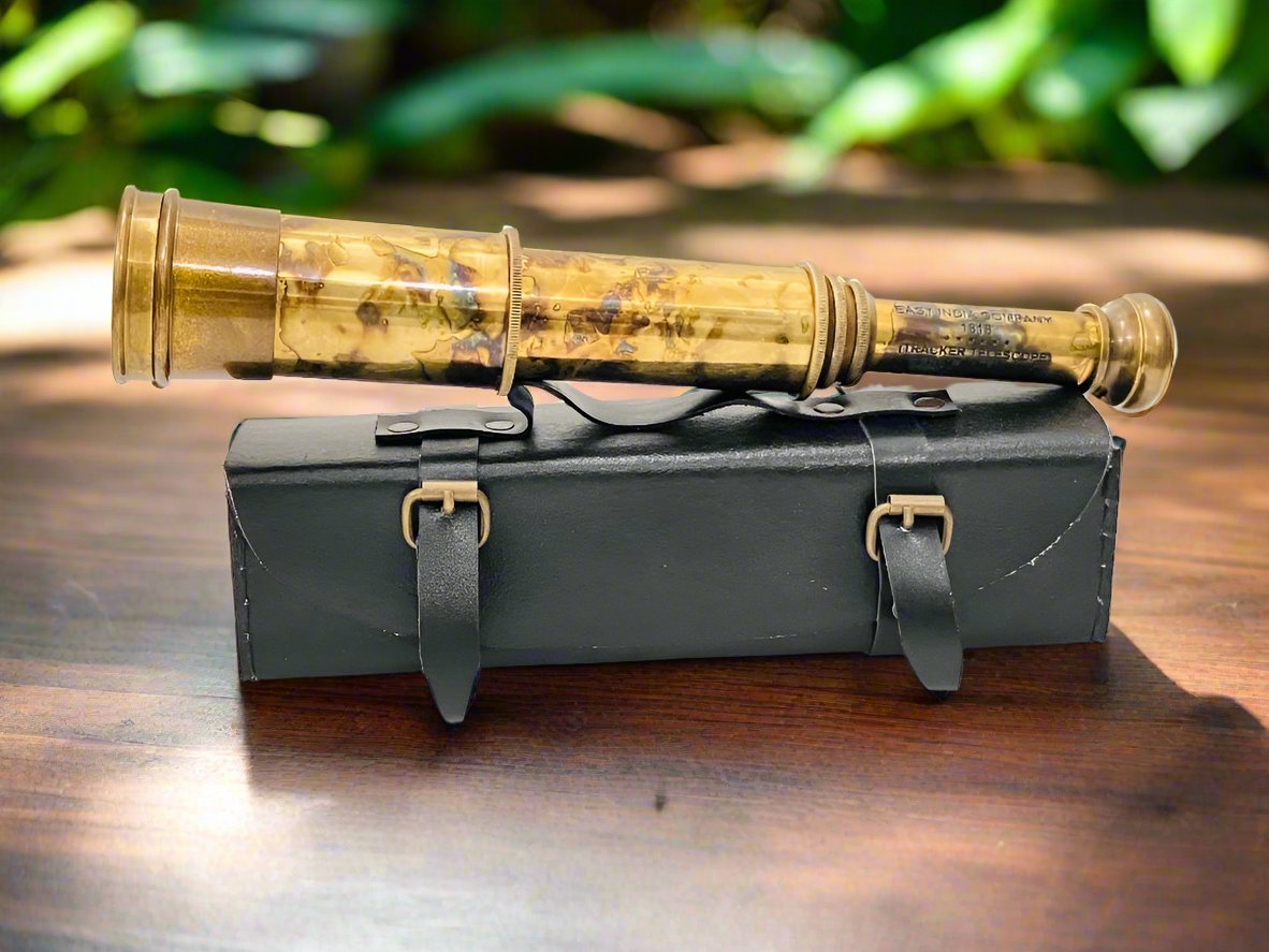 Telescopio In Ottone East India Company 1818 - Riproduzione Antica Vintage, 81,3 Cm, Souvenir Nautico