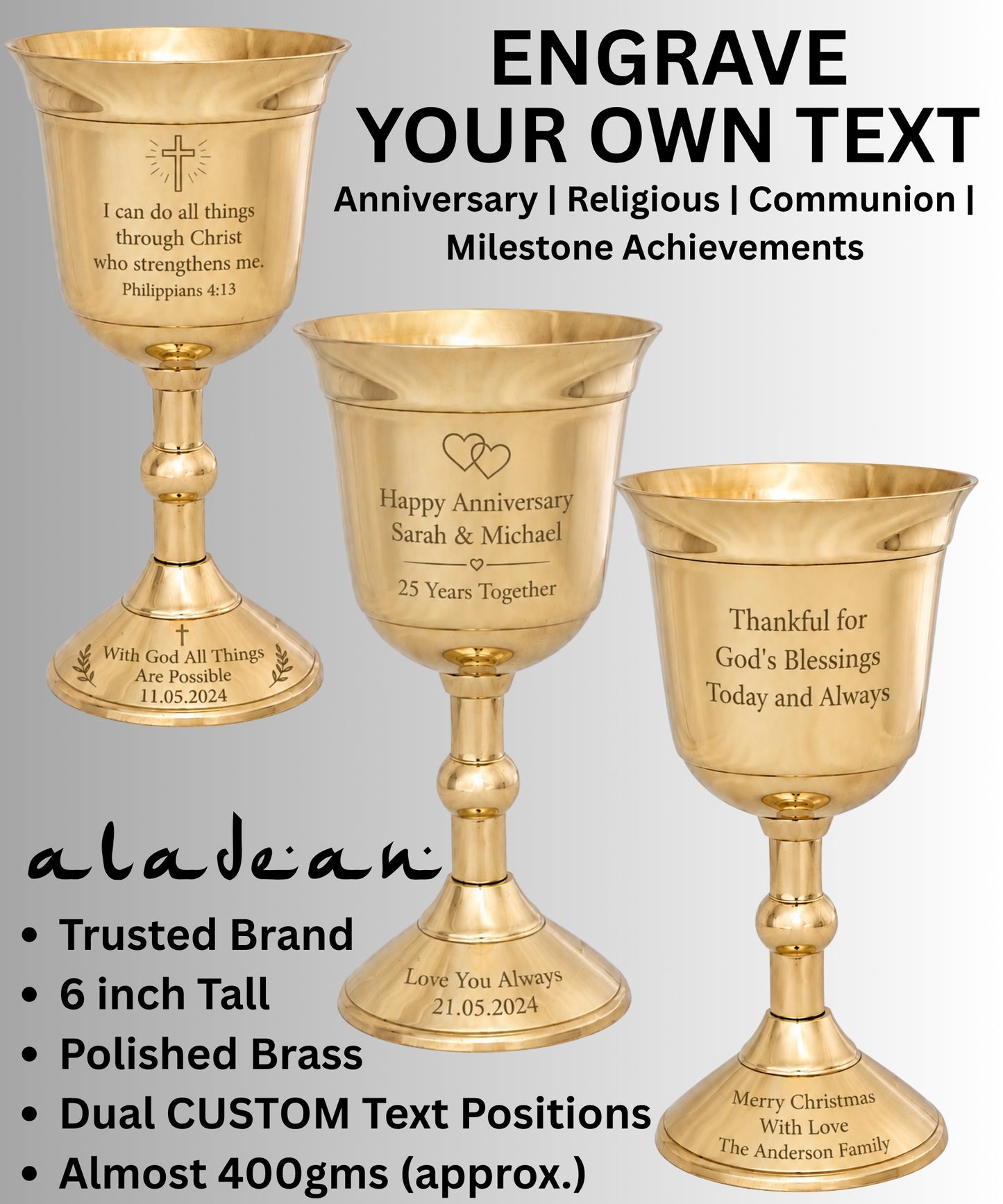Personalized Brass Chalice Goblet | Medieval Royal Wine Cup | Engraved Ceremonial Stemware Gift