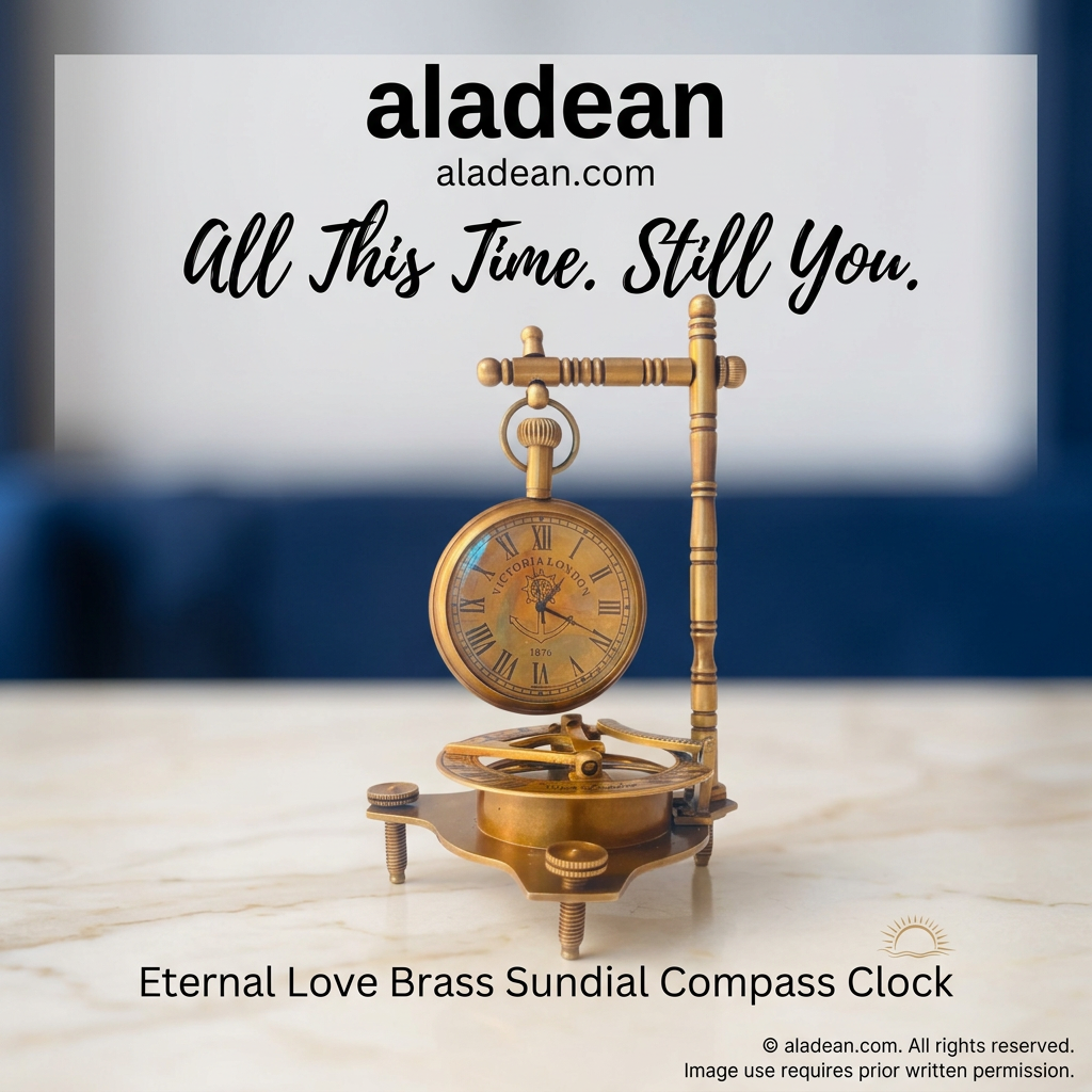 Eternal Love brass sundial compass clock
