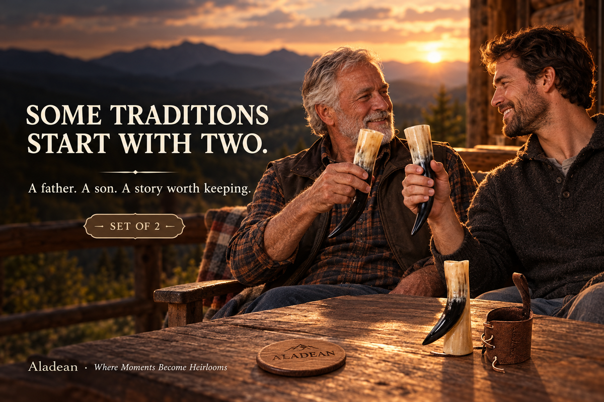 Father and adult son tradition banner