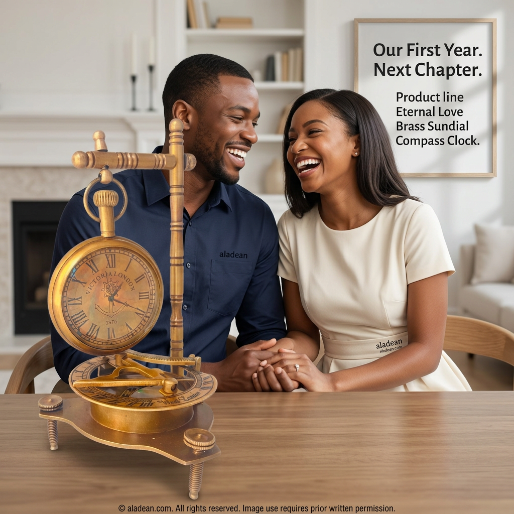 First anniversary brass sundial compass clock