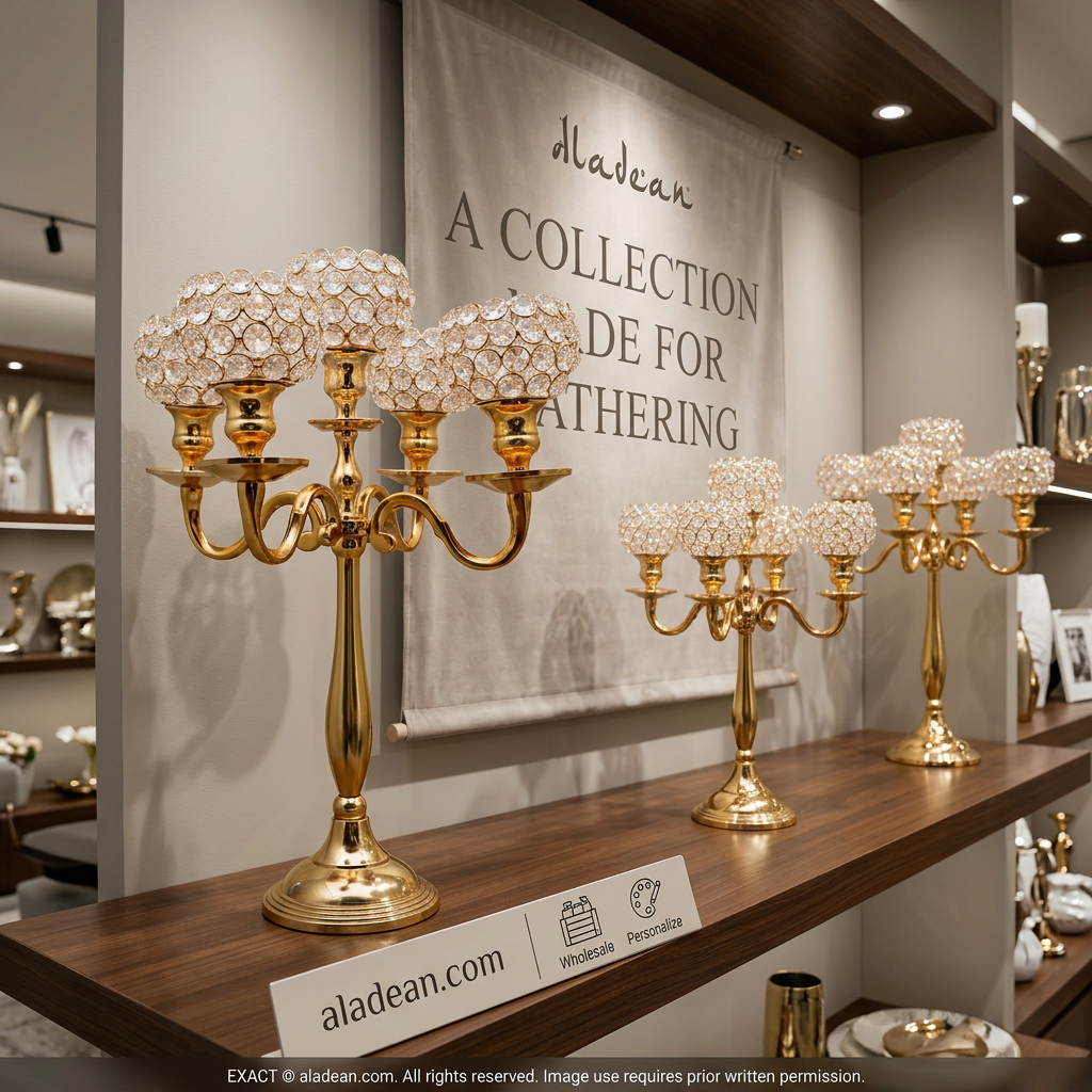 Five-cup gold-tone candelabra wholesale
