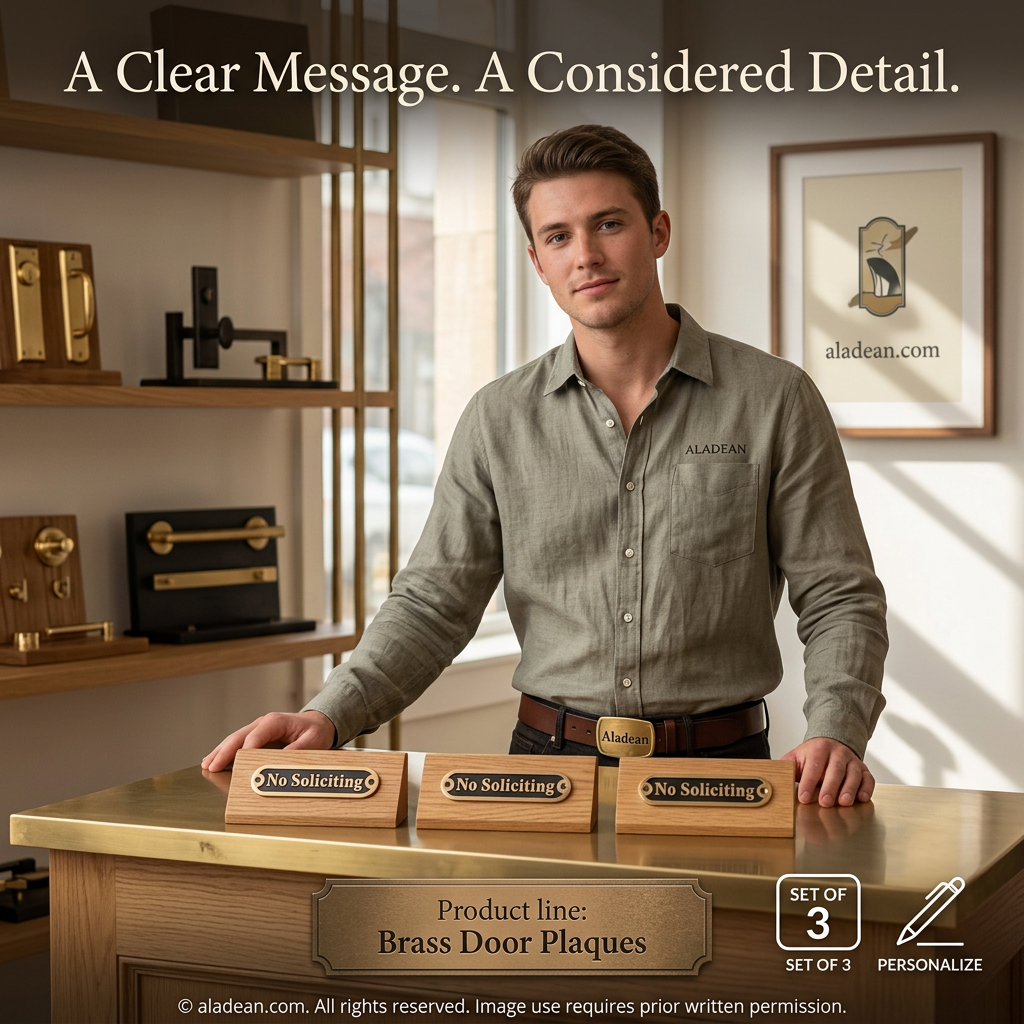 Five-inch brass No Soliciting door plaques