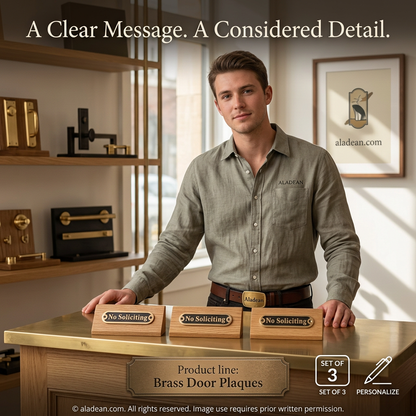 Five-inch brass No Soliciting door plaques