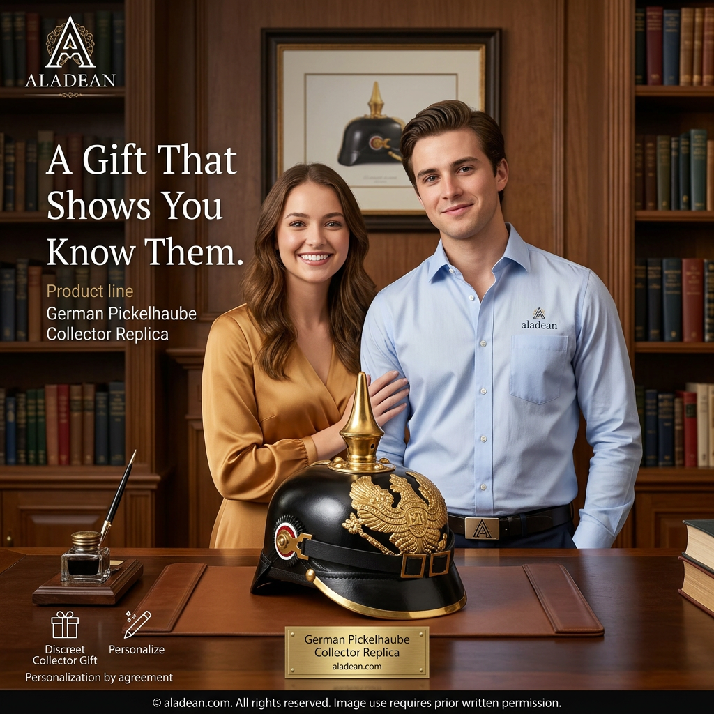 German leather Pickelhaube collector gift ad