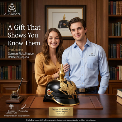 German leather Pickelhaube collector gift ad