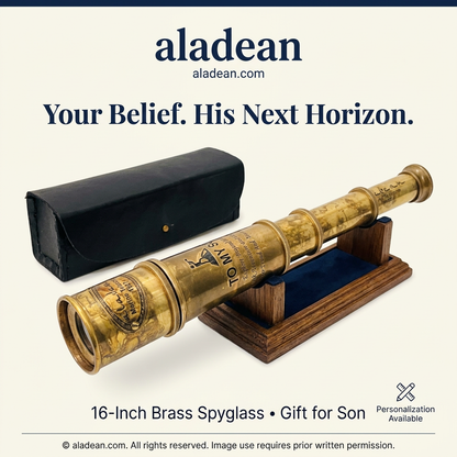 Gift for son 16-inch brass spyglass with case