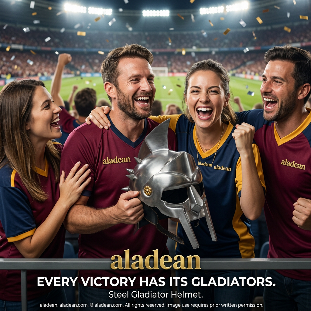 Gladiator helmet stadium victory celebration