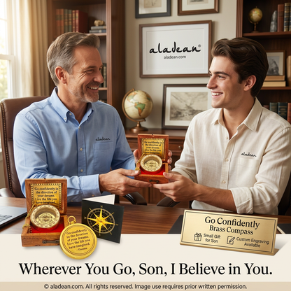 Go Confidently brass compass gift for son