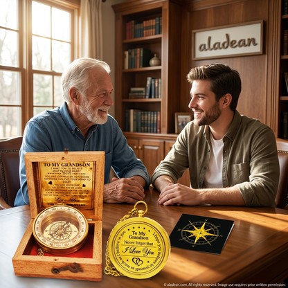 Grandfather gift for grandson brass compass