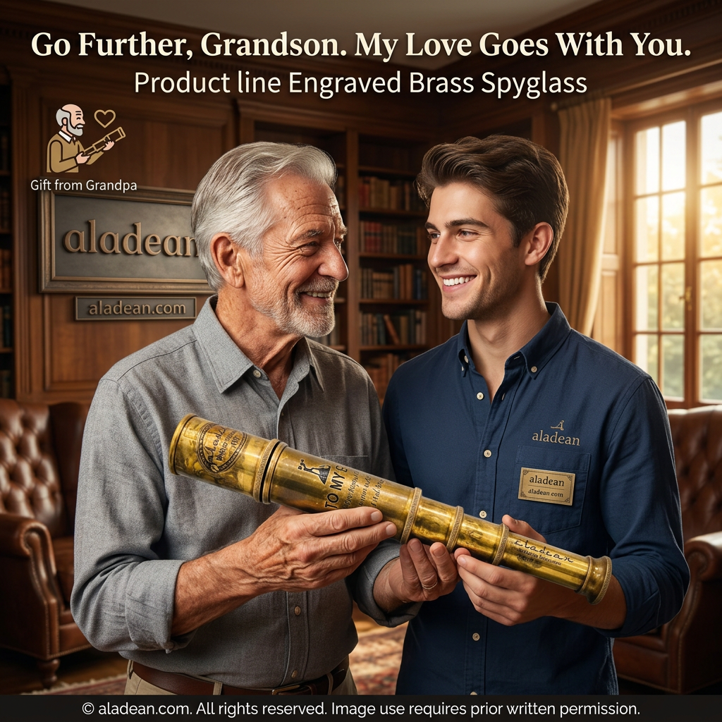 Grandfather gift for grandson brass telescope