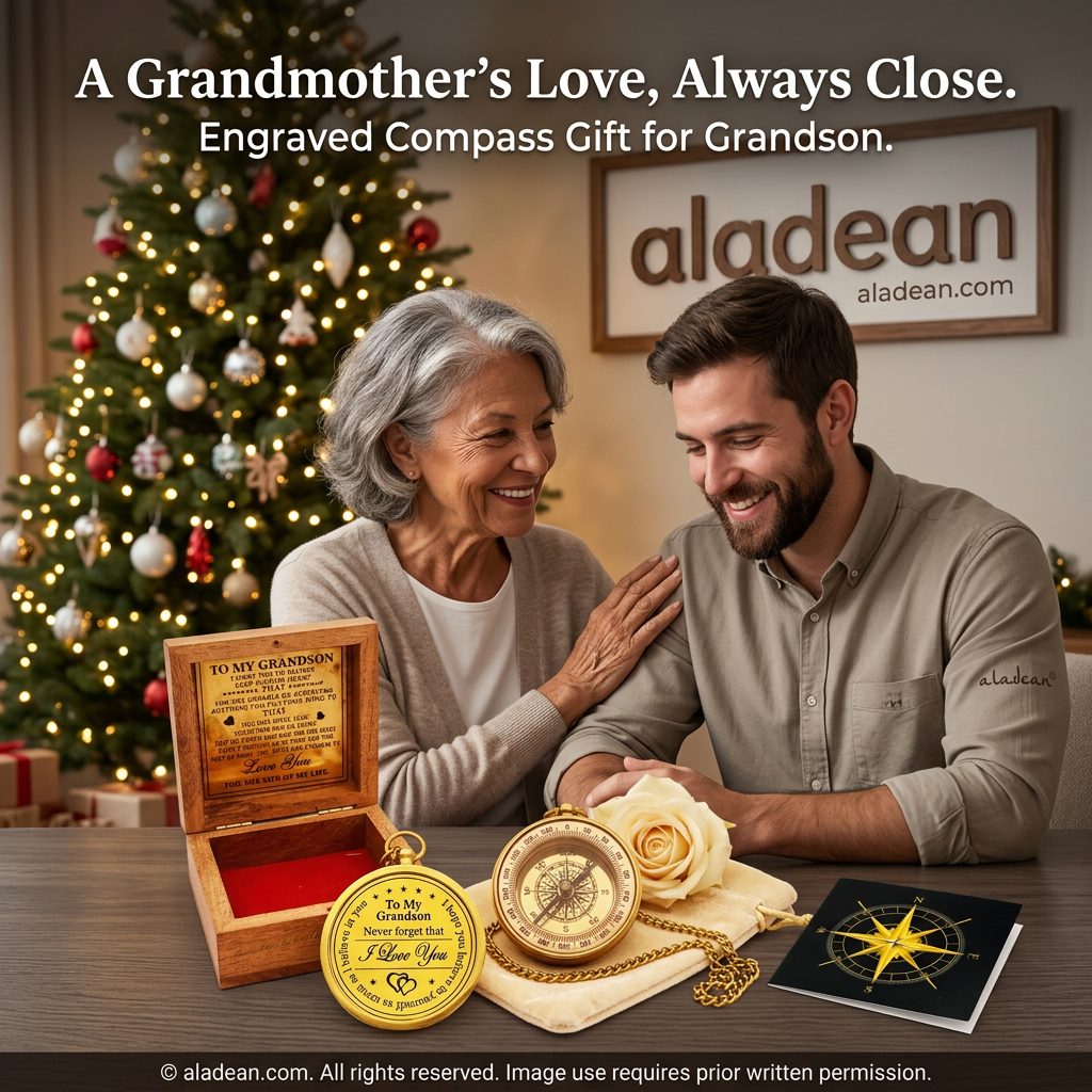 Grandmother gift for grandson brass compass