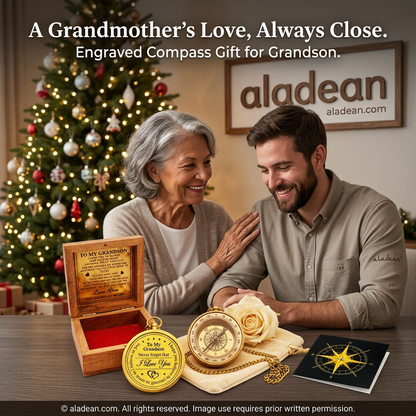 Grandmother gift for grandson brass compass
