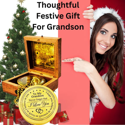 An meinen Enkel – Geschenk von Opa, Oma – Kompass mit Gravur