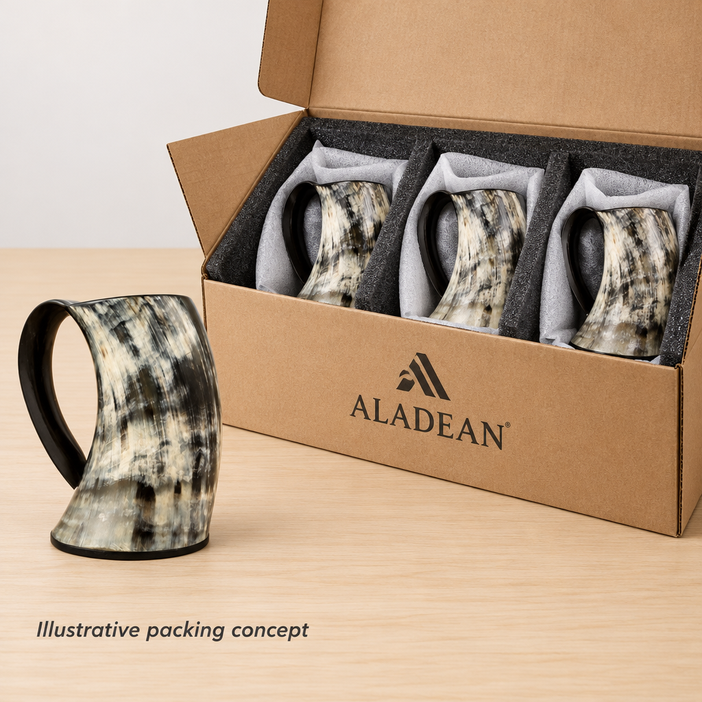 Illustrative horn tankard packing concept