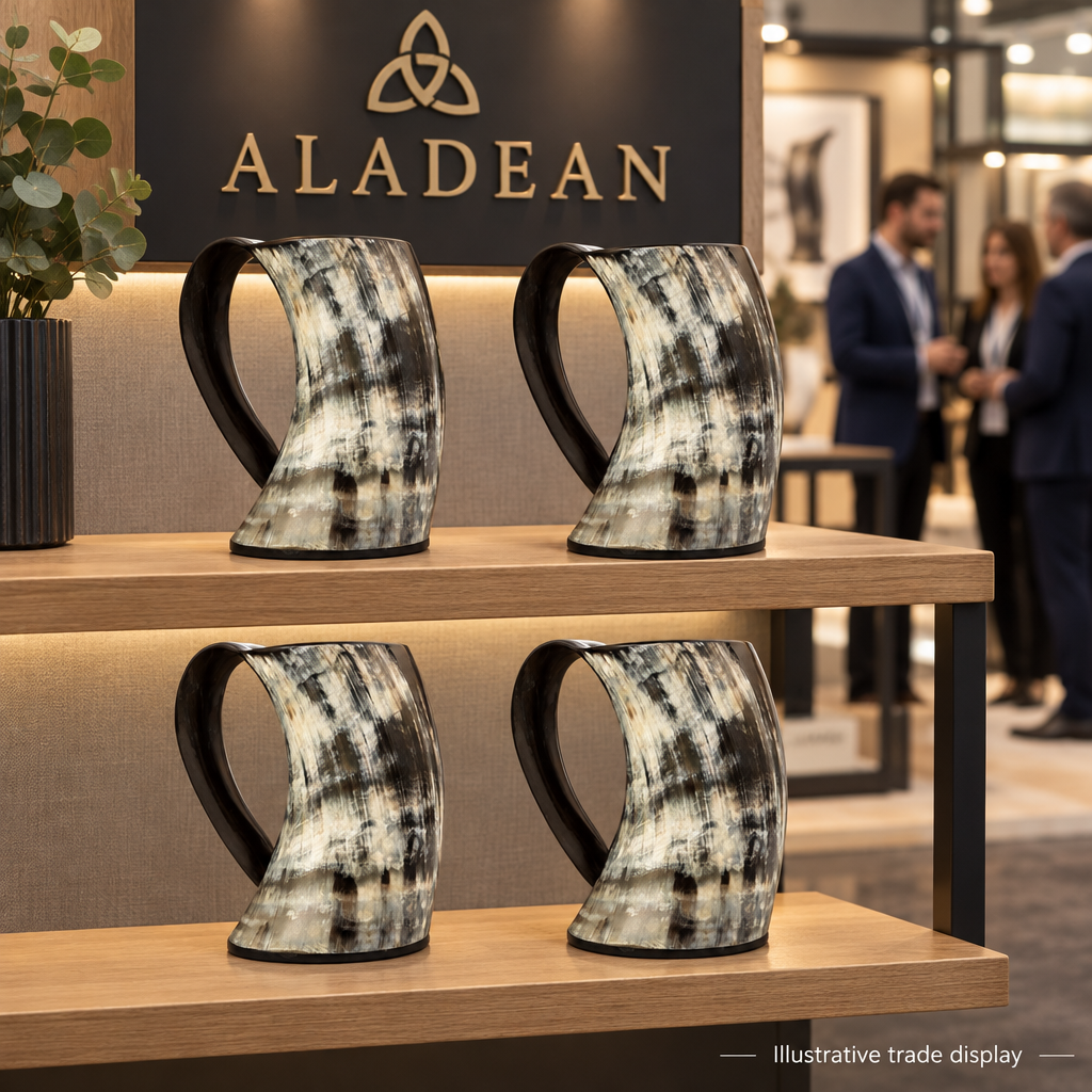 Illustrative horn tankard trade display