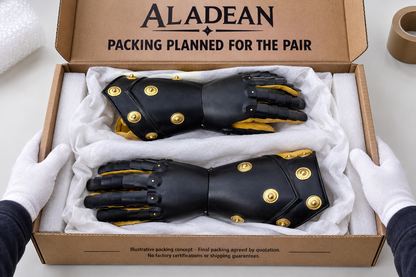 Illustrative protective packing concept for medieval gauntlets
