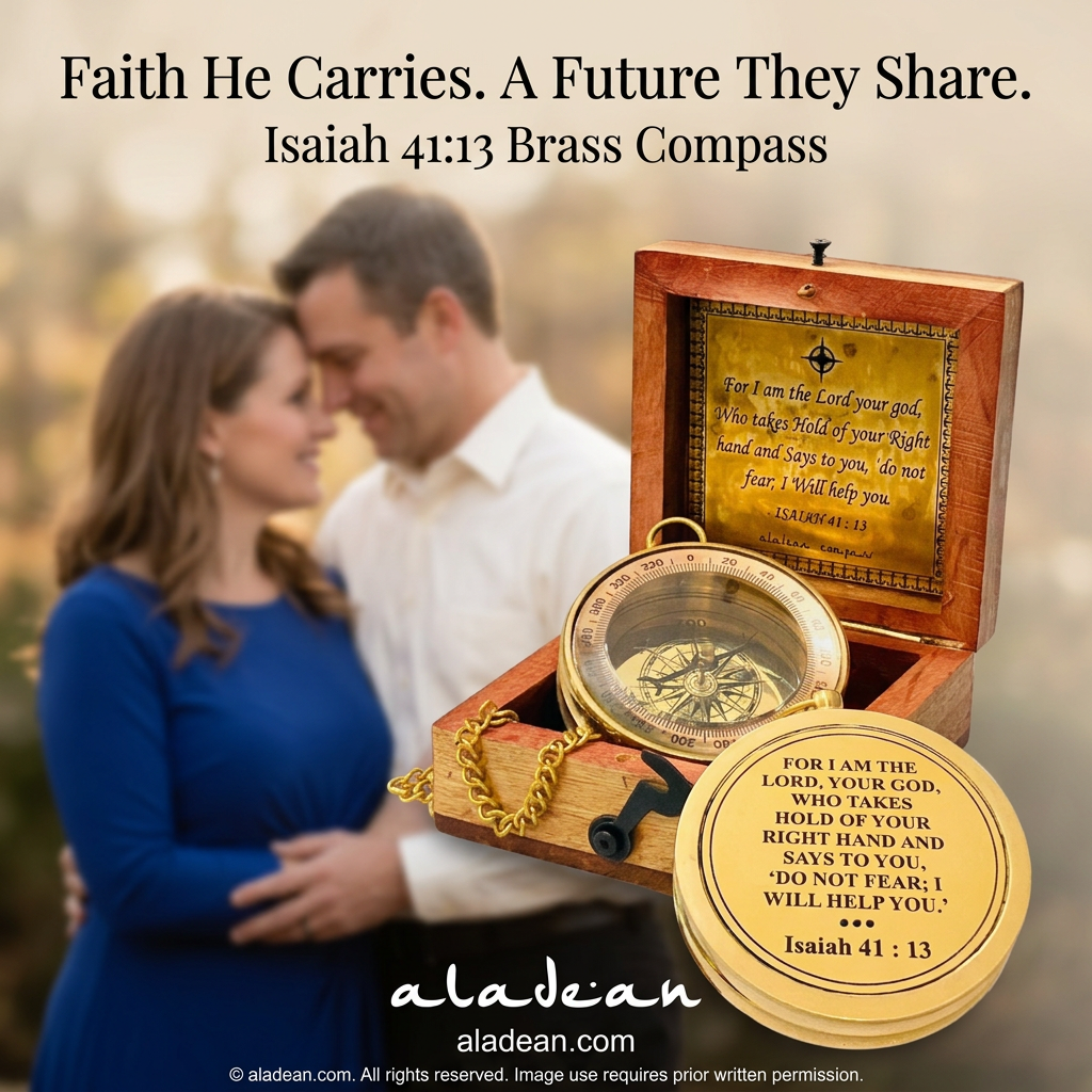 Isaiah 41:13 brass compass keepsake