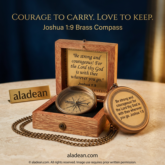 Joshua 1:9 brass compass original-product hero
