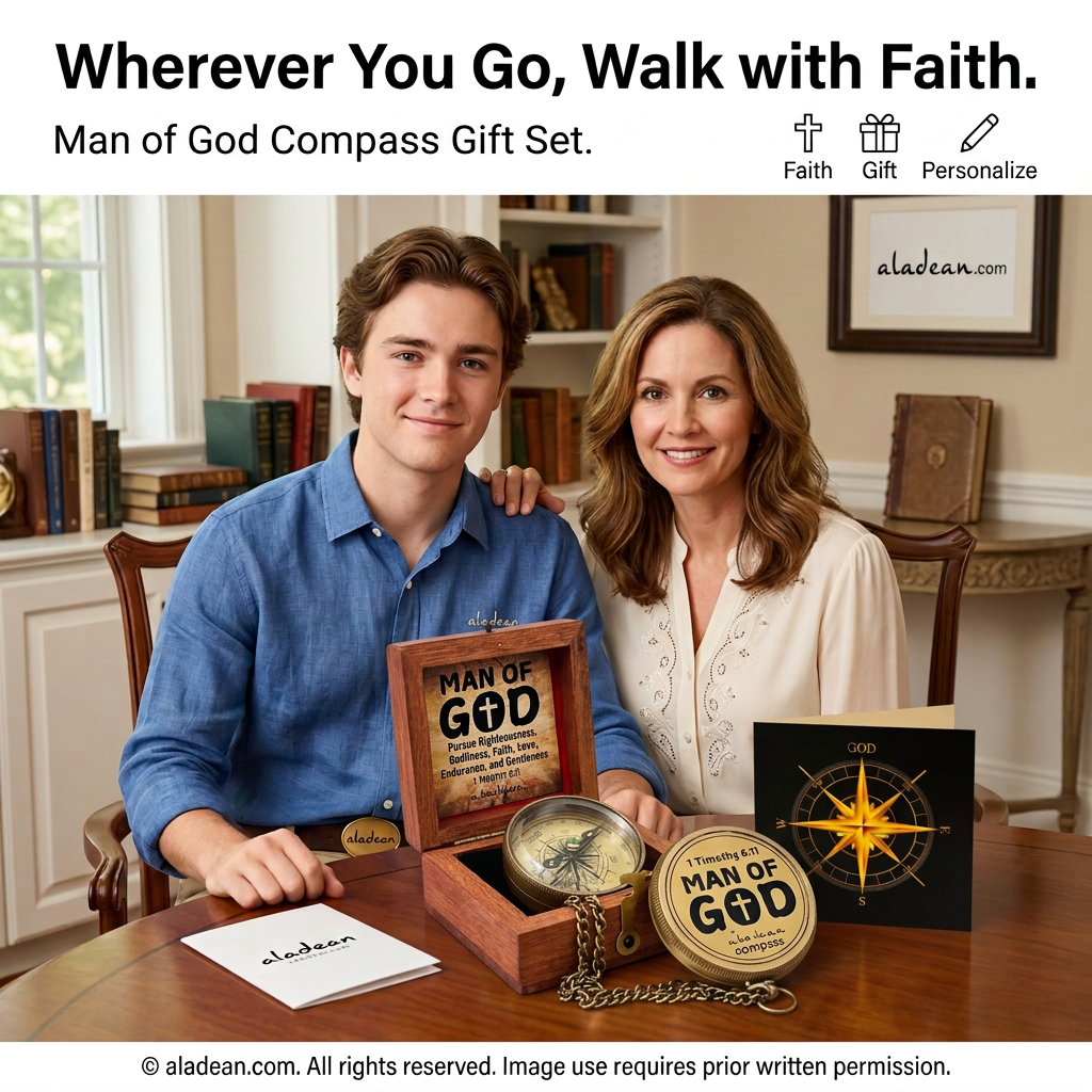 Man of God Christian compass gift set