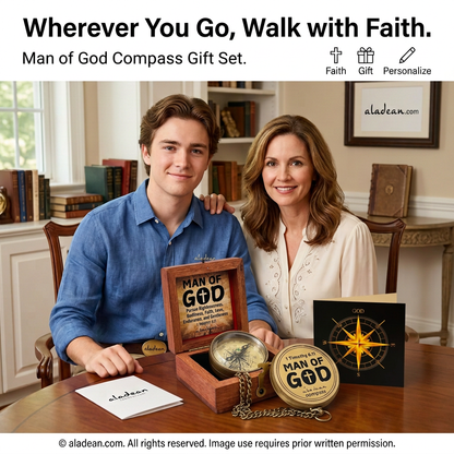 Man of God Christian compass gift set