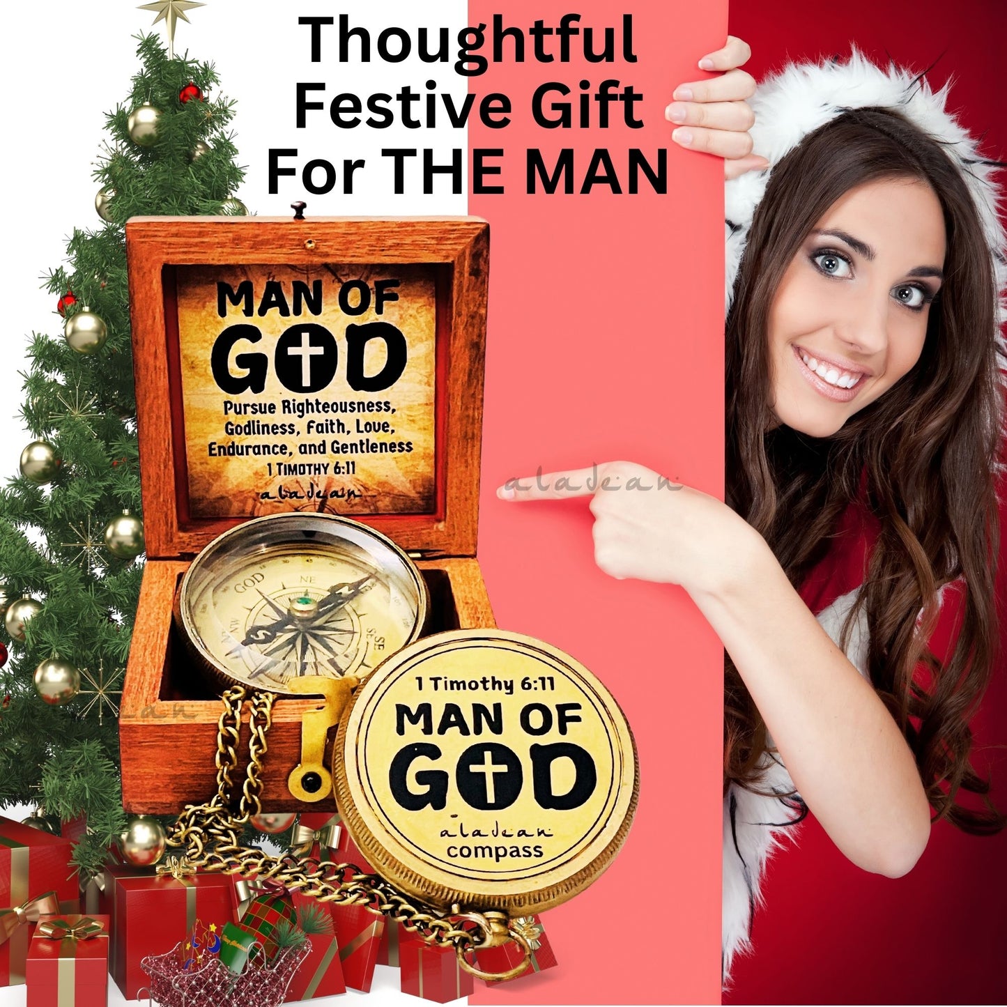 MAN OF GOD Compass 2" Inspirational Gift for Men