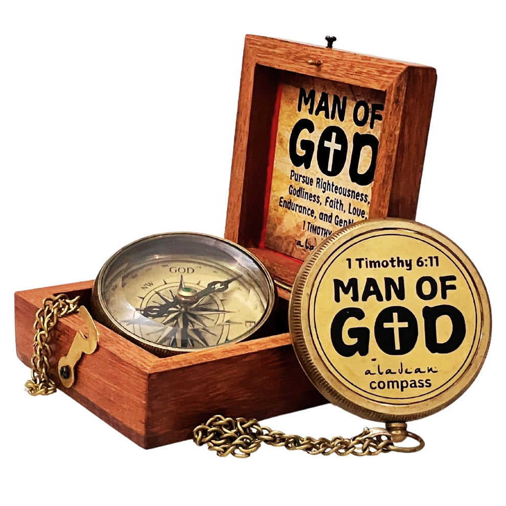 Gift for Men Brass Compass | Man of God Inspirational Christian – aladean