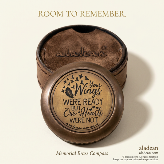 Memorial brass compass and leather case