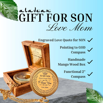 Meaningful Gift for Son from Mom - Mother to Son Engraved Compass