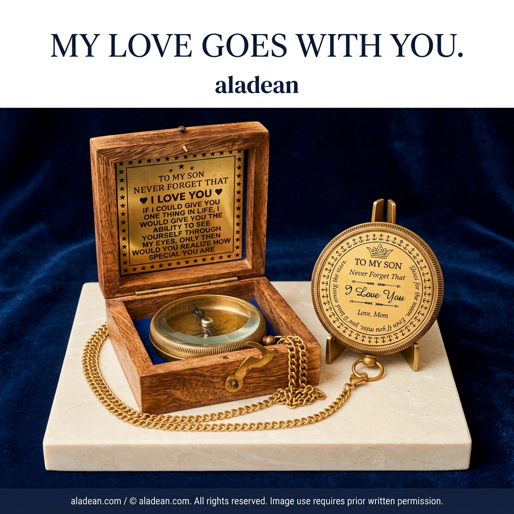 Mother to Son Engraved Brass Compass