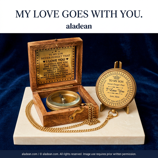 Mother to Son Engraved Brass Compass