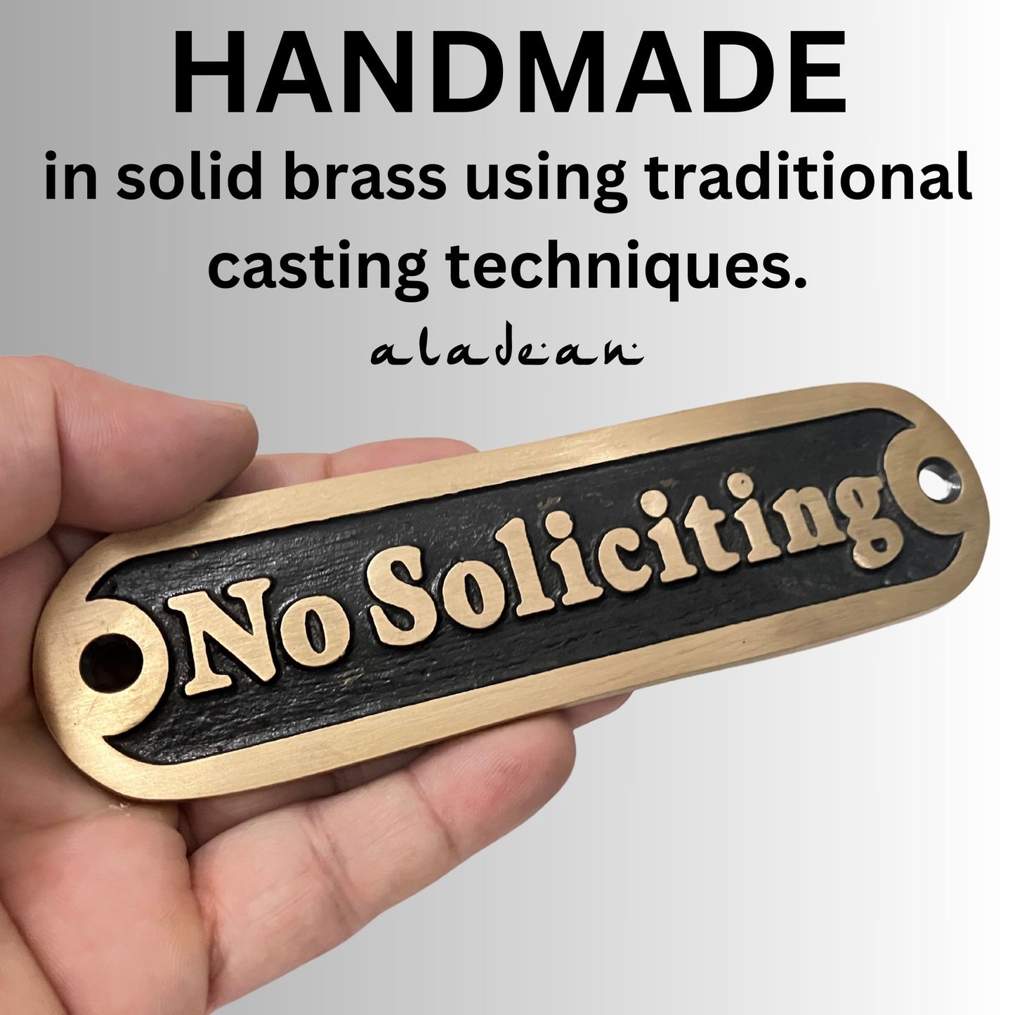 Brass No Soliciting Sign 5" Wall Plaque For Home Office Door