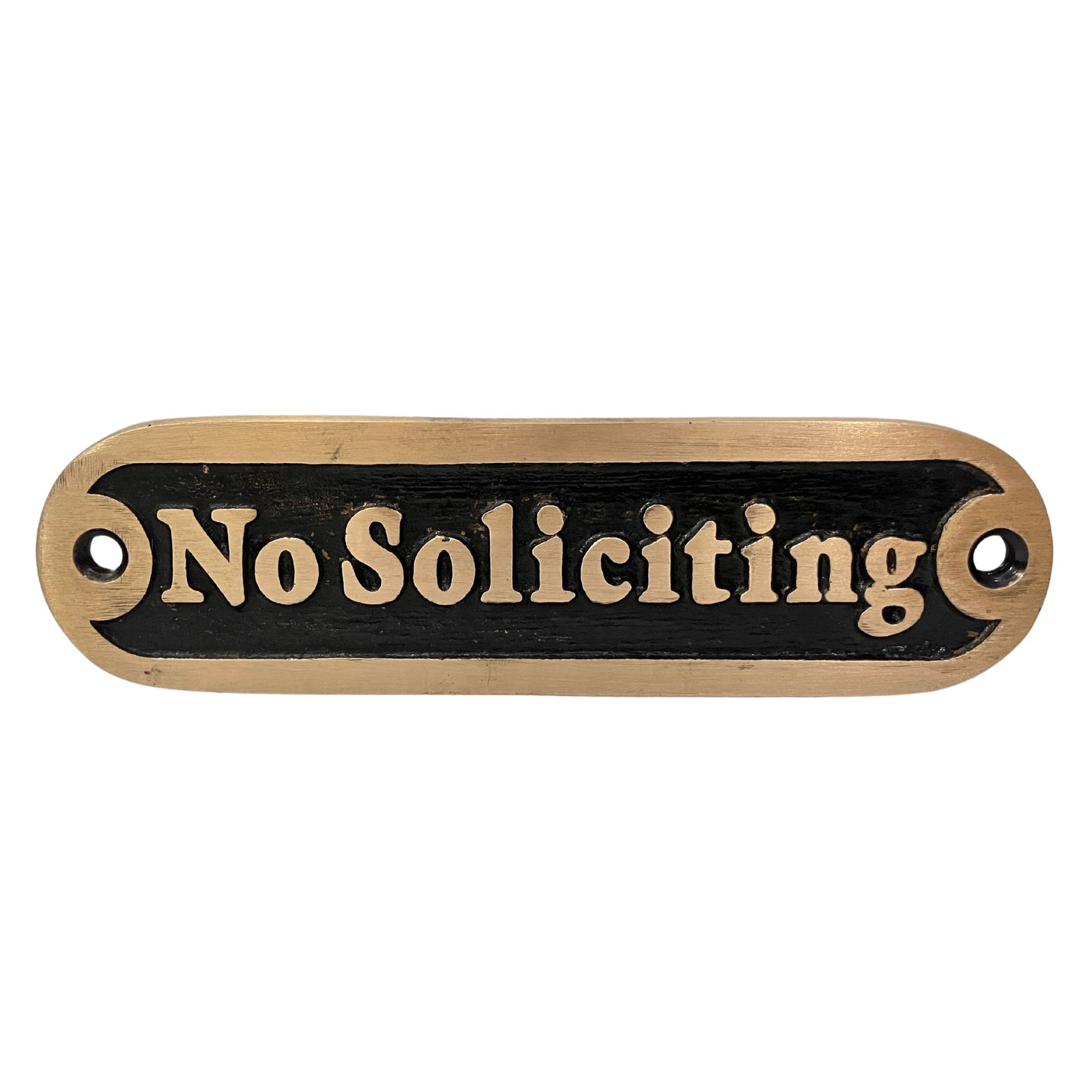 No soliciting brass door sign