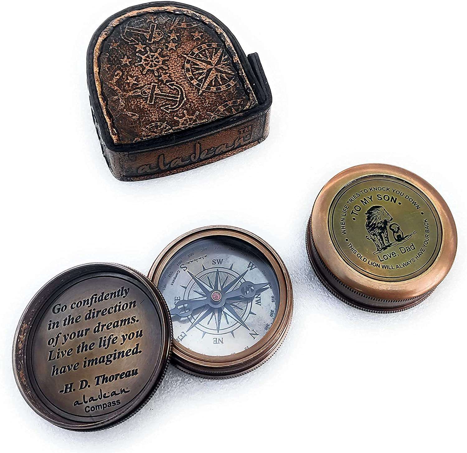 Go Confidently Engraved Brass Compass Inspirational Gift – aladean